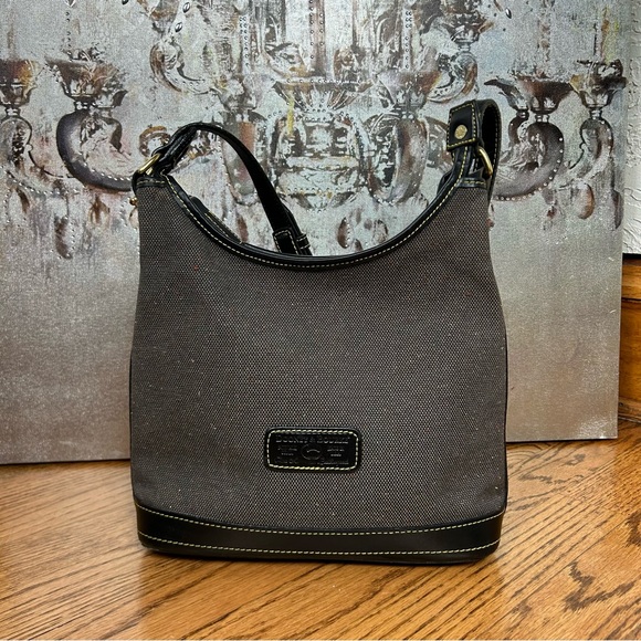 Dooney & Bourke Canvas Tweed Leather Shoulder Bag - Picture 1 of 16